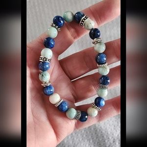HQ larimar and Kyanite  bead bracelet